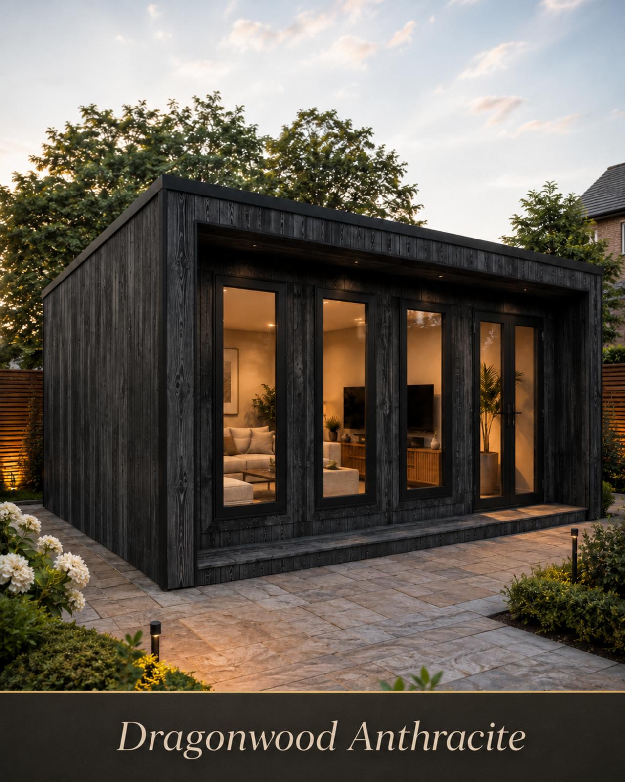 Charred cladding finish on timber building