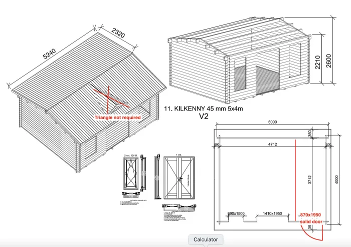 OXFORD TWO ROOM LOG CABIN 5m X 4m - Image 3